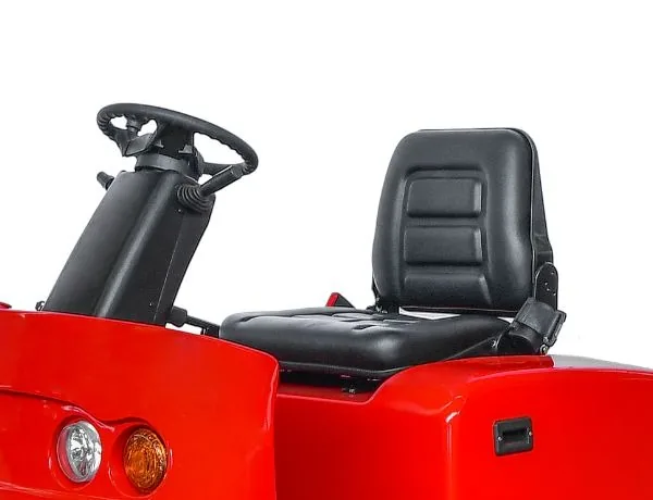 Seated operation and electric power steering support longer, repeated transport routes.