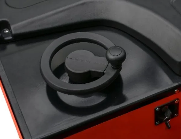 Automatic speed reduction improves load stability when the truck turns.
